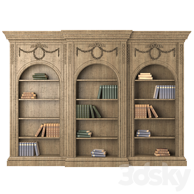 classical bookcase 3ds Max - thumbnail 2