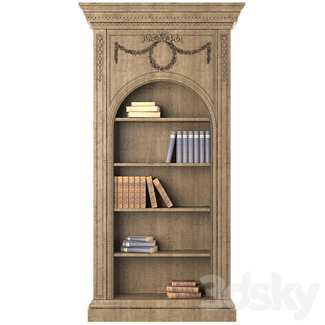 classical bookcase 3ds Max - thumbnail 3