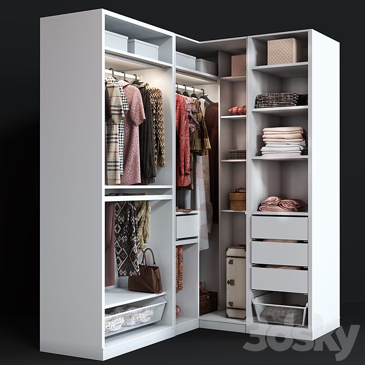 Corner wardrobe Ikea Pax 3DS Max - thumbnail 2