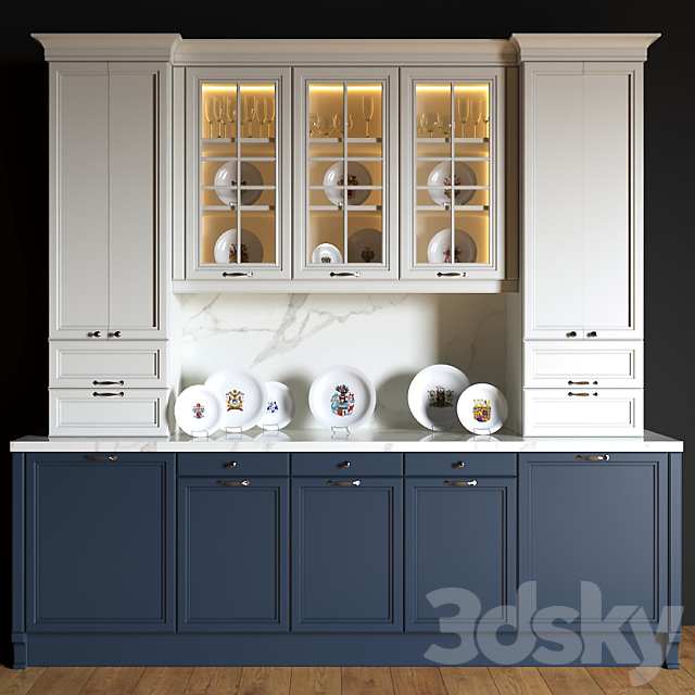 Decorated sideboard 3ds Max - thumbnail 1