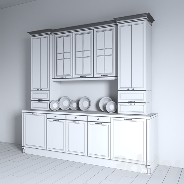 Decorated sideboard 3ds Max - thumbnail 3