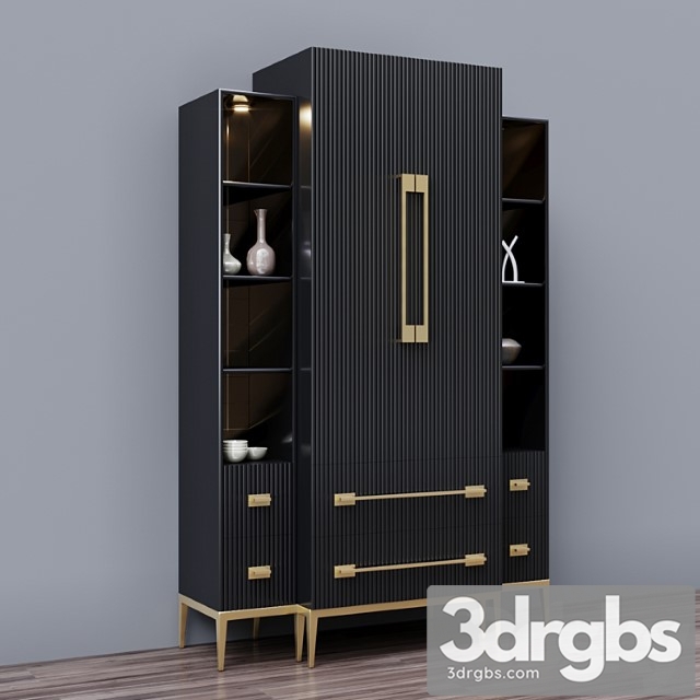 Ebony satin tall cabinet - thumbnail 1