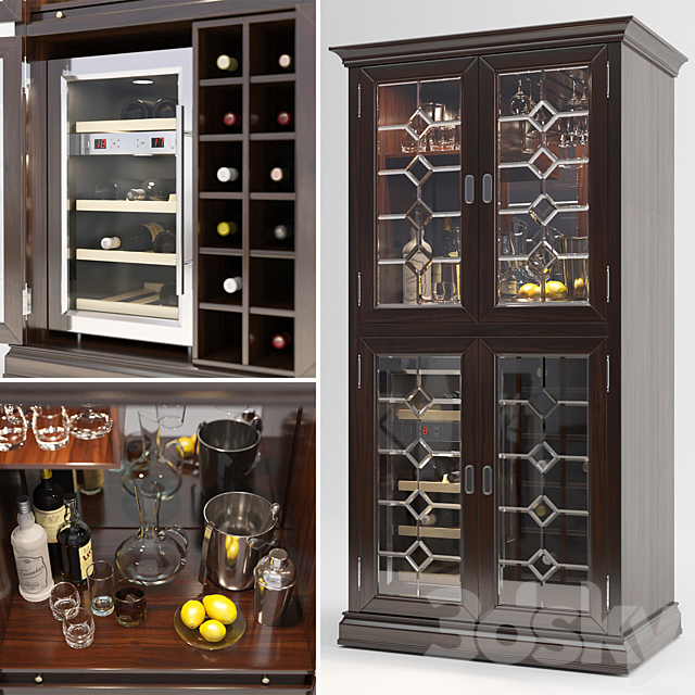 Firenze Wine and Spirits Armoire Bar 3DS Max Model - thumbnail 2