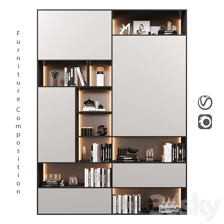 Furniture Composition | set 55 3DS Max Model - thumbnail 1