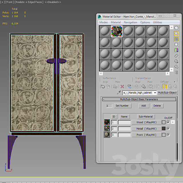 Hamilton Conte – Manolo high cabinet 3ds Max - thumbnail 3