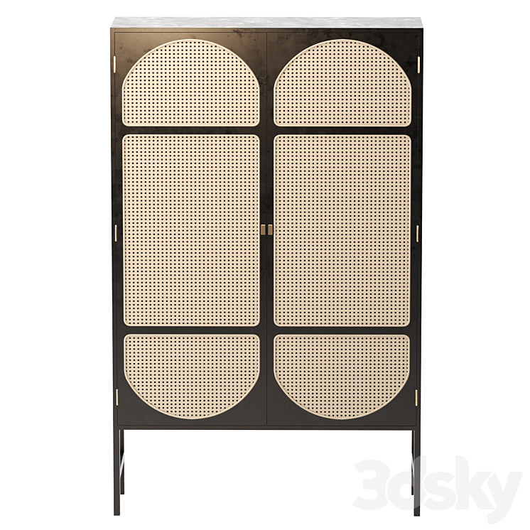 HK-Living Retro webbing cabinet black 3DS Max Model - thumbnail 1