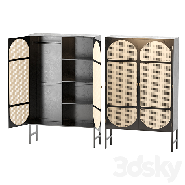 HK-Living Retro webbing cabinet black 3DSMax File - thumbnail 4