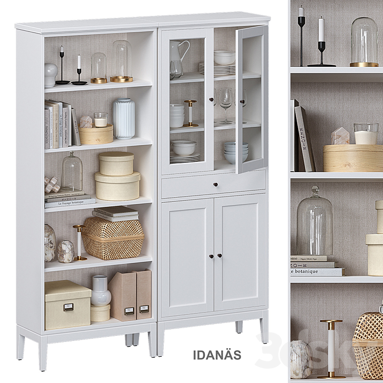 Idanäs Ikea Open cabinet with glass doors 3DS Max Model - thumbnail 1