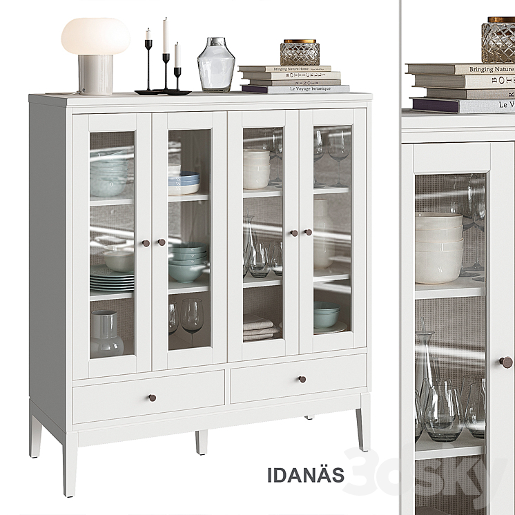 Idanäs Ikea Wardrobe with Folded Glass Doors 3DS Max Model - thumbnail 1