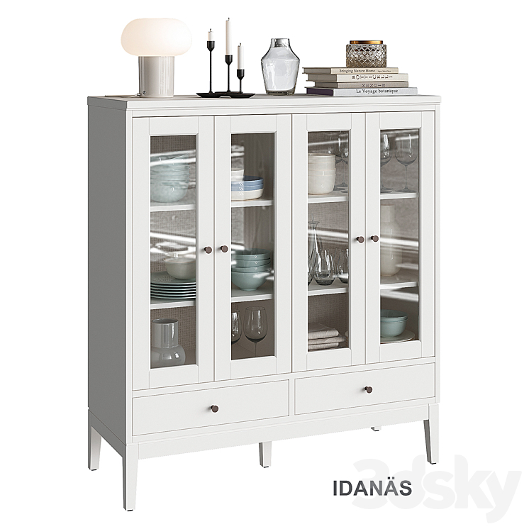 Idanäs Ikea Wardrobe with Folded Glass Doors 3DS Max Model - thumbnail 2