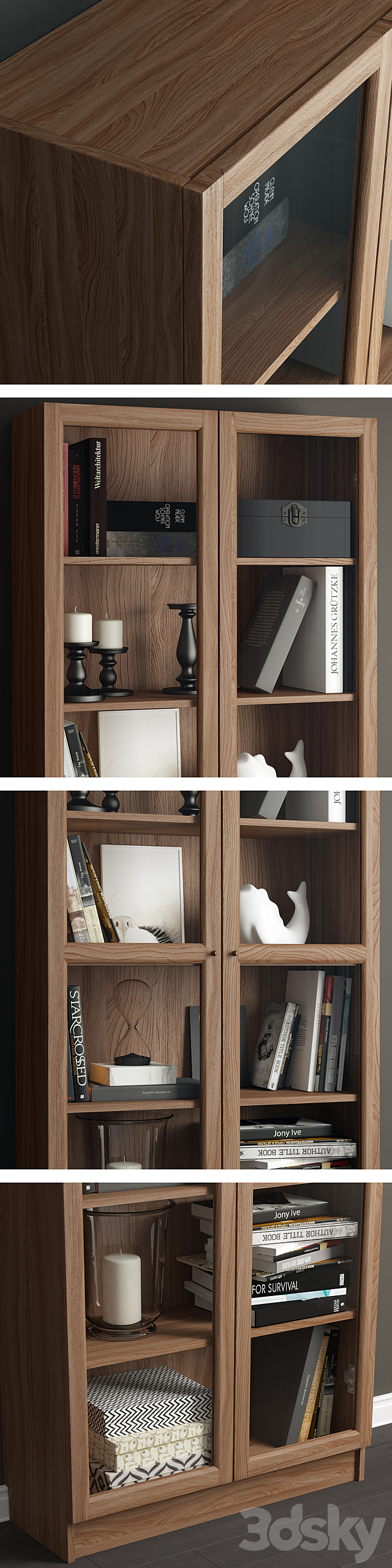 Ikea Billy Bookcase _ Oksberg. 3DS Max Model - thumbnail 2