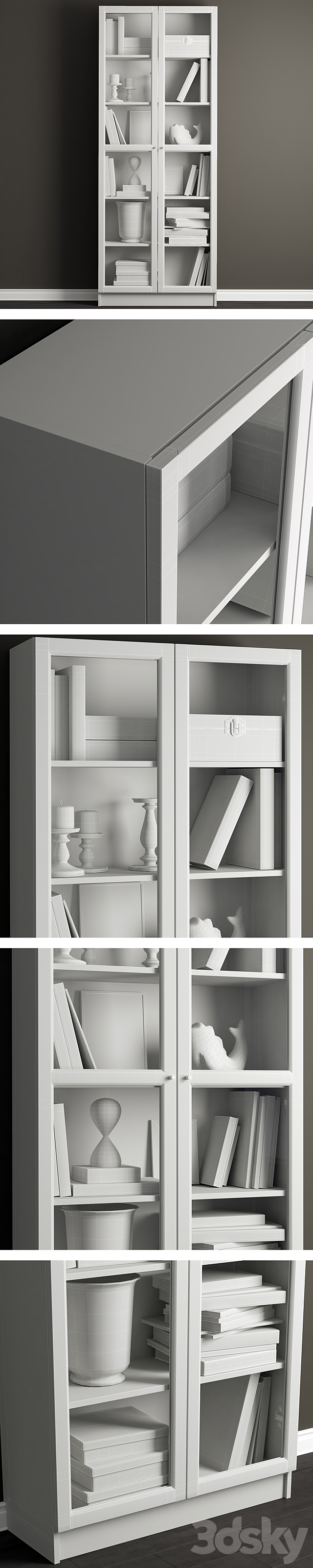 Ikea Billy Bookcase _ Oksberg. 3DS Max Model - thumbnail 3