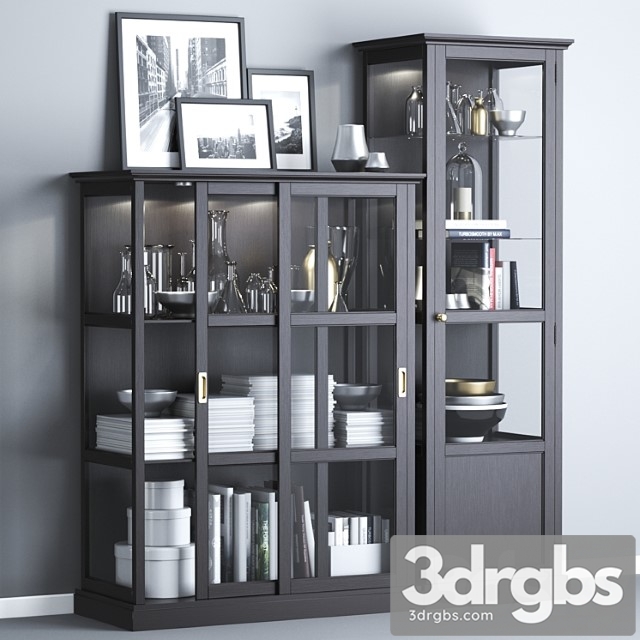 Ikea malsjö glass-door cabinets black stained black stained. 3dsmax Download - thumbnail 1