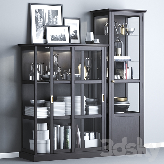 Ikea MALSJÖ Glass-door cabinets. black stained black stained. 3DSMax File - thumbnail 1