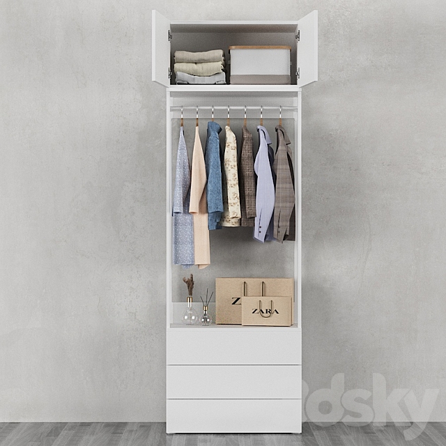 Ikea | Ophus Wardrobe 2-Door and 3 Drawers 3DS Max Model - thumbnail 2