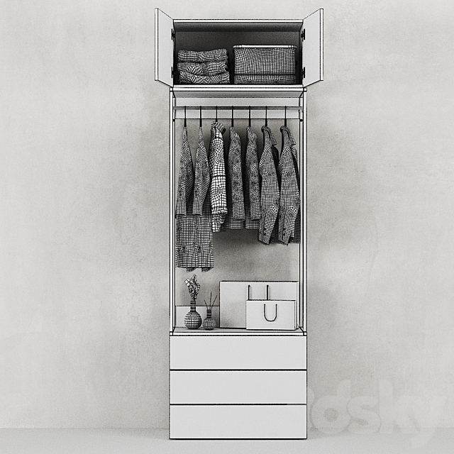 Ikea | Ophus Wardrobe 2-Door and 3 Drawers 3DS Max Model - thumbnail 5