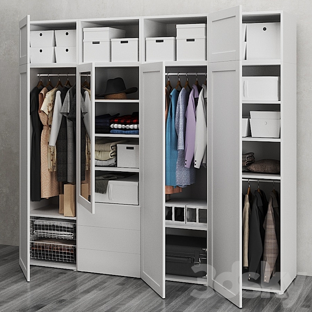 IKEA Wardrobe with 7 doors and 3 drawers OPHUS 3ds Max - thumbnail 1