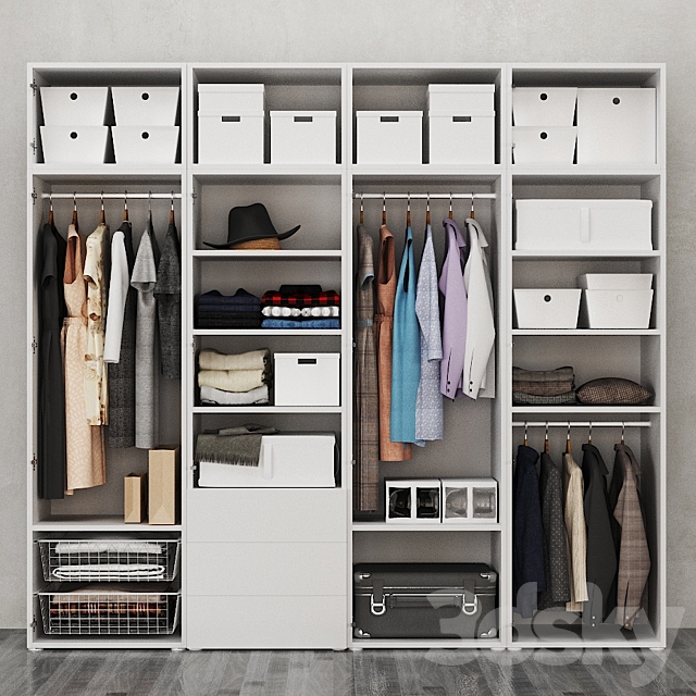 IKEA Wardrobe with 7 doors and 3 drawers OPHUS 3ds Max - thumbnail 2