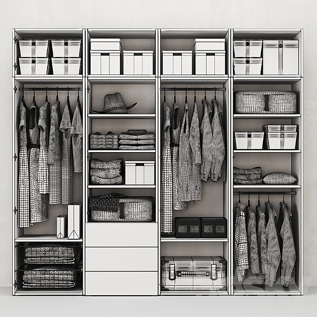 IKEA Wardrobe with 7 doors and 3 drawers OPHUS 3ds Max - thumbnail 3