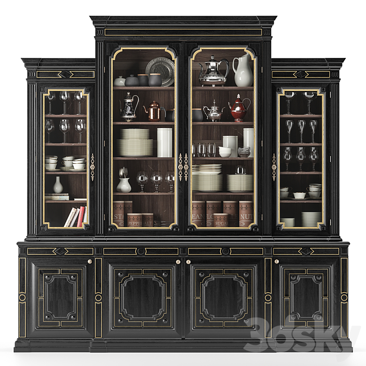 Large cabinet with dishes 3DS Max - thumbnail 1