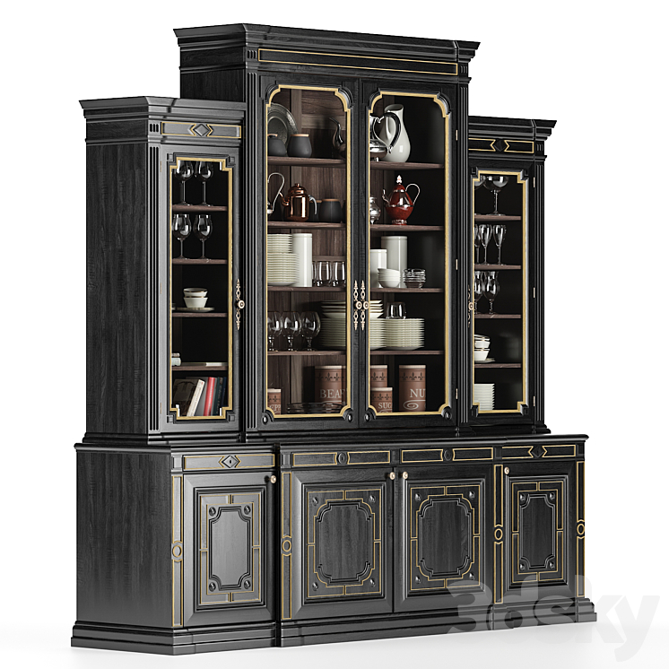 Large cabinet with dishes 3DS Max - thumbnail 2