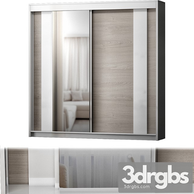 Modern 2 door sliding wardrobe hokku designs colou 3dsmax Download - thumbnail 1