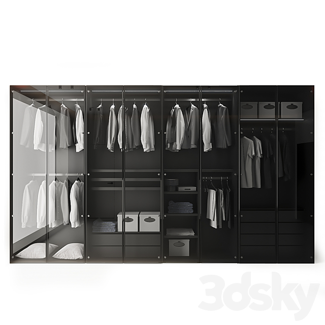 Modern Aluminum Glass Door Wardrobe 3DS Max Model - thumbnail 3