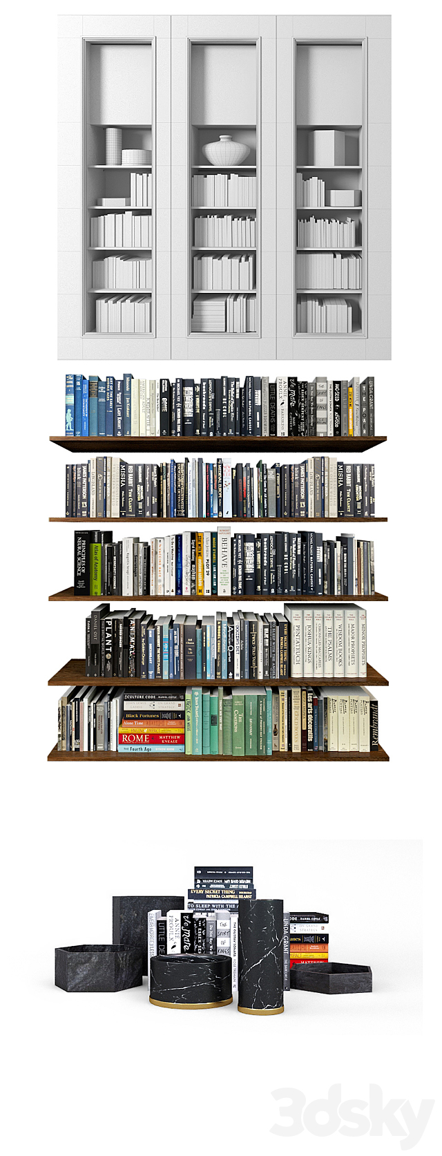 Modern bookcase 3DS Max Model - thumbnail 3