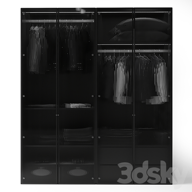 Modern Glass Door Wardrobe 3ds Max - thumbnail 2