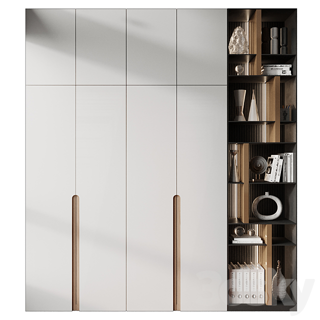 Modern luxury wooden bookshelf GHS-2406 3ds Max - thumbnail 1