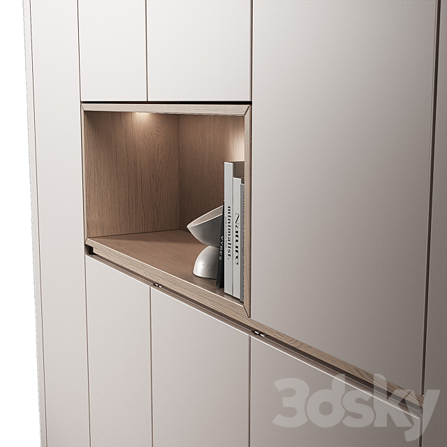 Modular Rounded Cabinet Furniture. Minimal White Modern Wardrobe set 5. 3ds Max - thumbnail 3