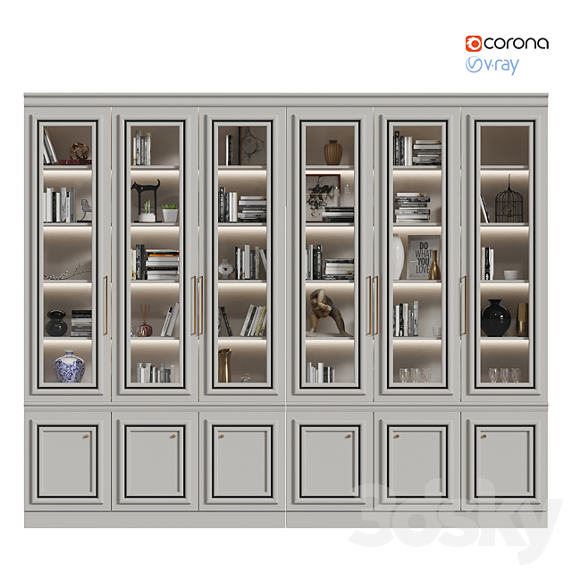 Neoclassic wardrobe with decor 3ds Max - thumbnail 1