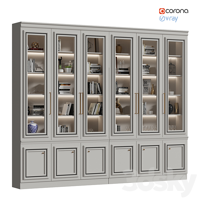 Neoclassic wardrobe with decor 3ds Max - thumbnail 2