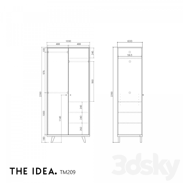 OM THE-IDEA wardrobe THIMON 209 3DS Max Model - thumbnail 3