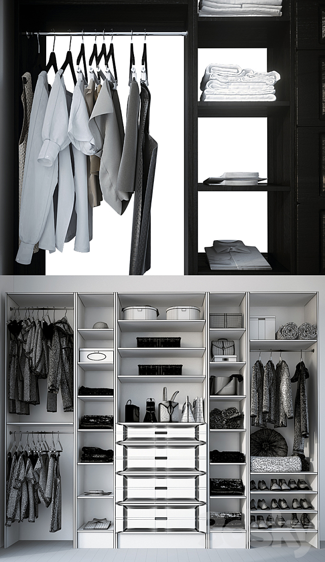 Open wardrobe with filling 3DS Max Model - thumbnail 3