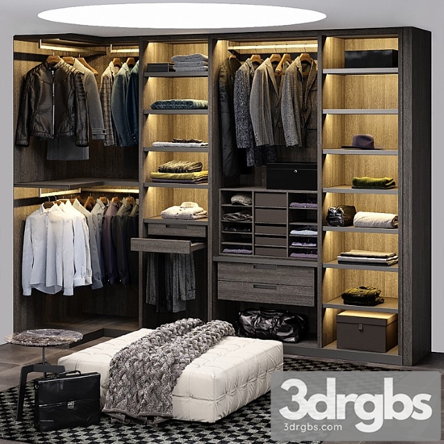 Poliform Senzafine Wardrobe Mens 3dsmax Download - thumbnail 1