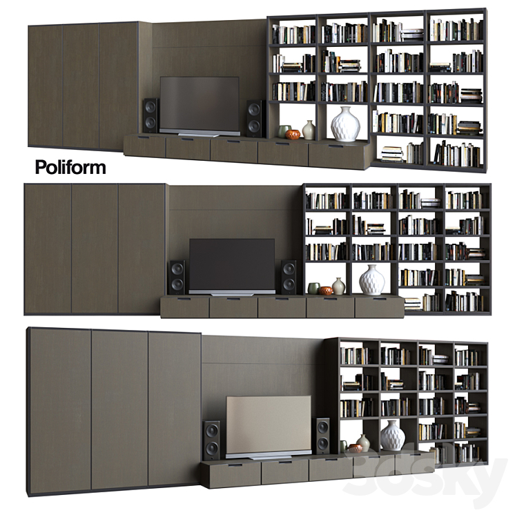 POLIFORM VARENNA SISTEMI GIORNO WALL SYSTEM 15 3DS Max - thumbnail 1