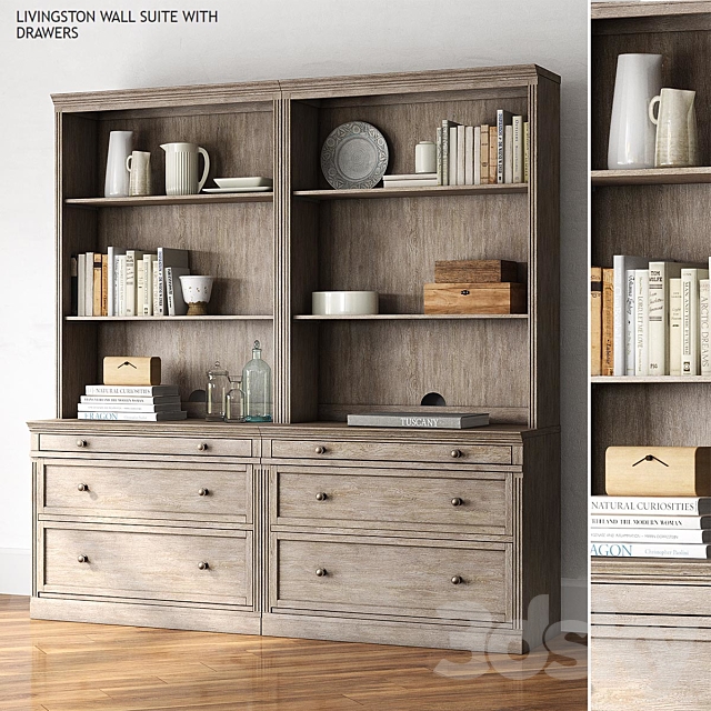 Pottery barn LIVINGSTON WALL SUITE WITH DRAWERS 3DSMax File - thumbnail 1