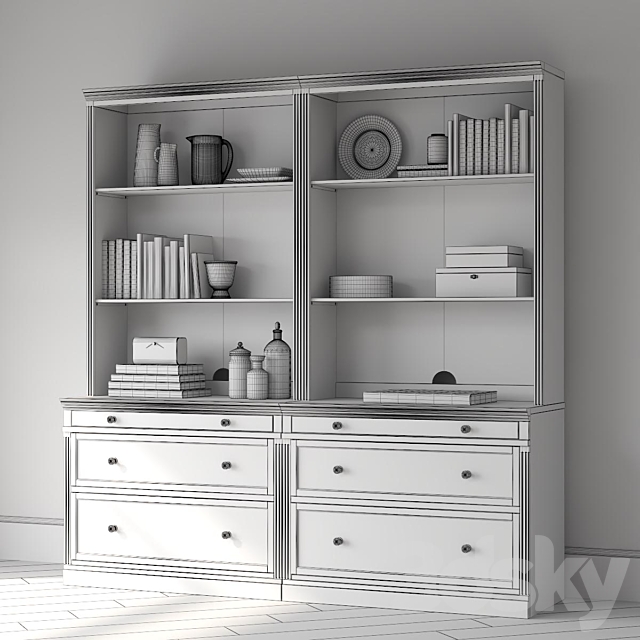 Pottery barn LIVINGSTON WALL SUITE WITH DRAWERS 3DSMax File - thumbnail 3