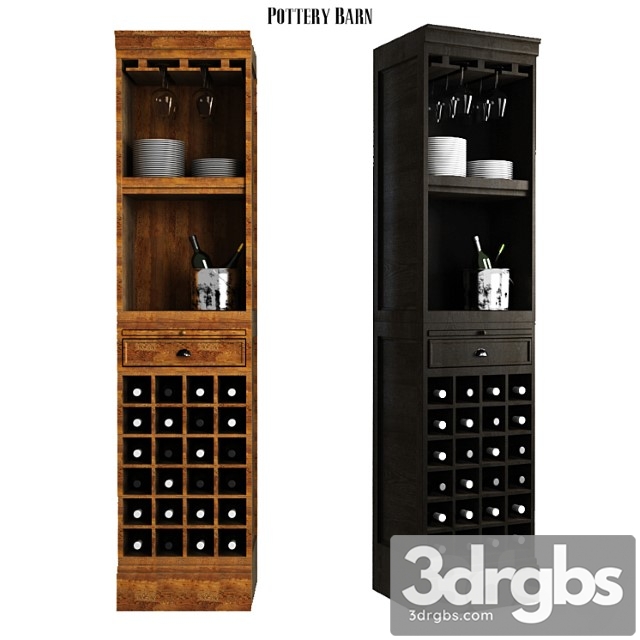 Pottery barn modular bar with wine grid tower 3dsmax Download - thumbnail 1