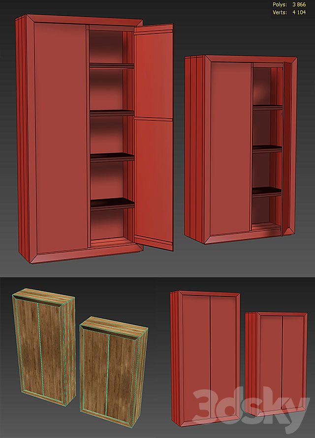 RECLAIMED RUSSIAN OAK PANEL DOUBLE-DOOR CABINET 3DS Max Model - thumbnail 3