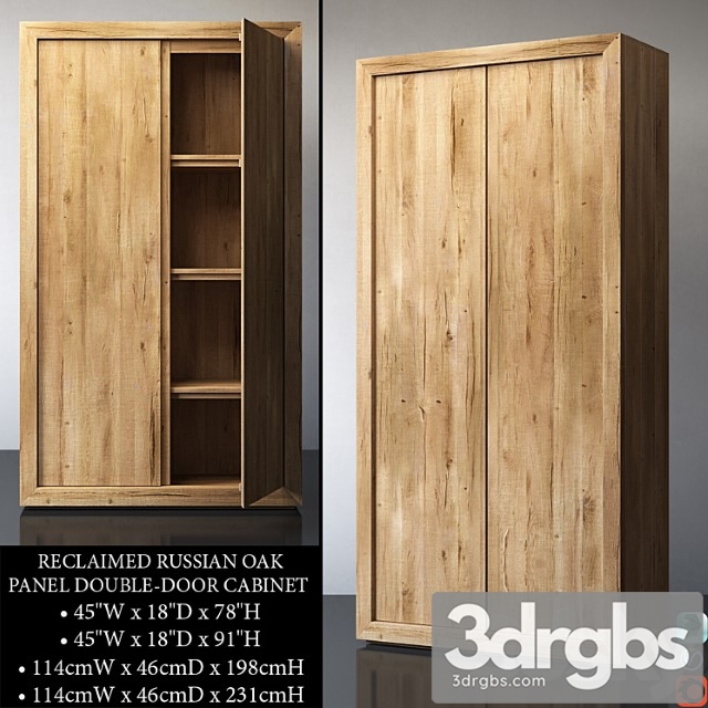 Reclaimed russian oak panel double-door cabinet 3dsmax Download - thumbnail 1