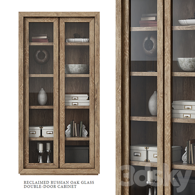 Restoration Hardware _ Reclaimed Russian Oak Glass Double-Door Cabinet 3DSMax File - thumbnail 1