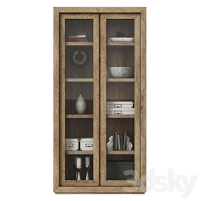 Restoration Hardware _ Reclaimed Russian Oak Glass Double-Door Cabinet 3DSMax File - thumbnail 2