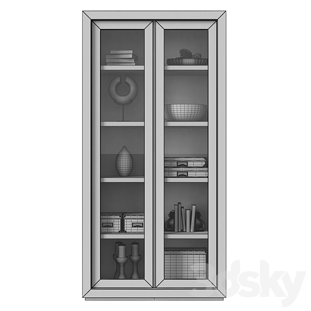 Restoration Hardware _ Reclaimed Russian Oak Glass Double-Door Cabinet 3DSMax File - thumbnail 3