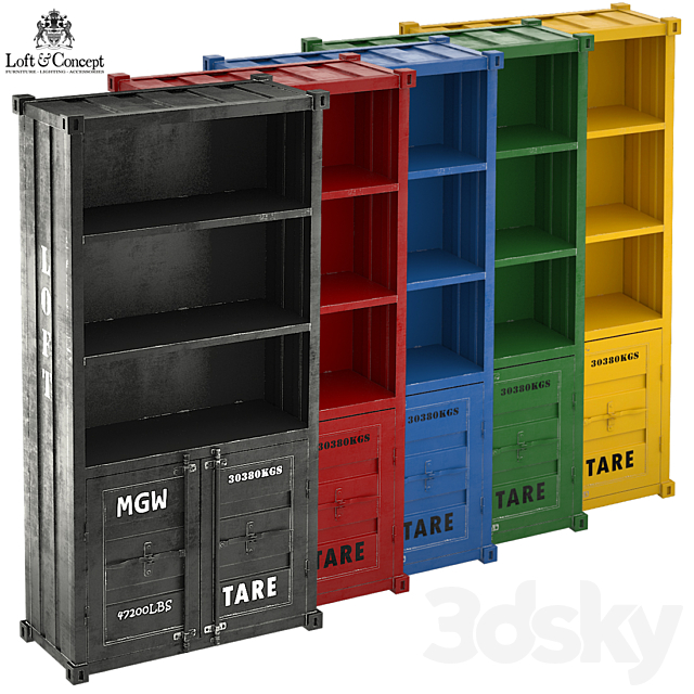 SEA CONTAINER BOOKCASE 5 COLORS 3DS Max Model - thumbnail 3