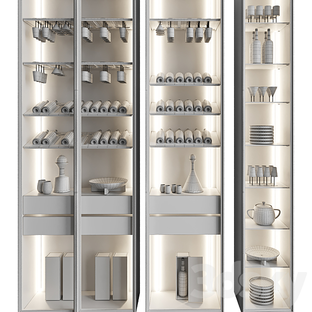 Set of Display Cases of Different Widths 3 3ds Max - thumbnail 3