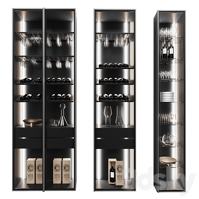 Set of display cases of different widths_1 3ds Max - thumbnail 1