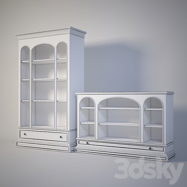 Sherrill Furniture Bookcase 836-445 & 836-656 3DS Max Model - thumbnail 2