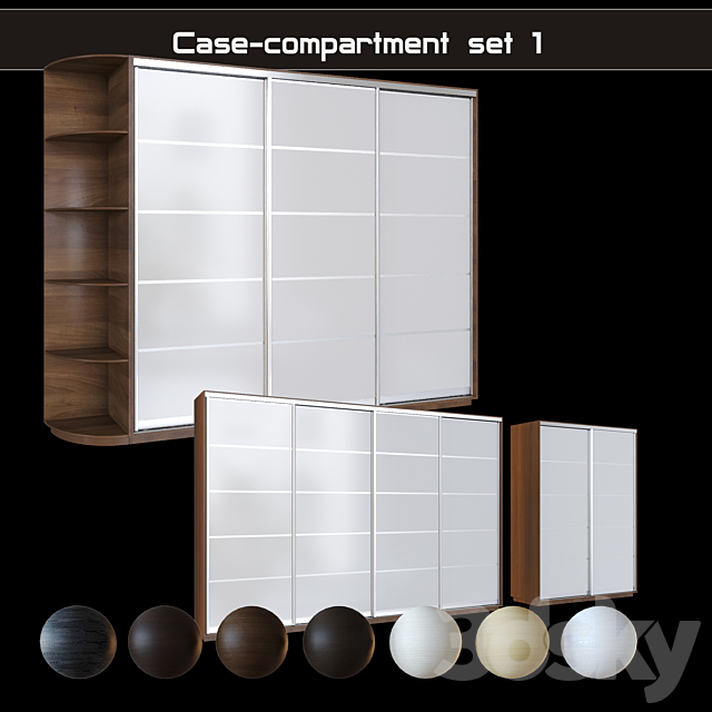 Sliding wardrobe 234 sections 3ds Max - thumbnail 1